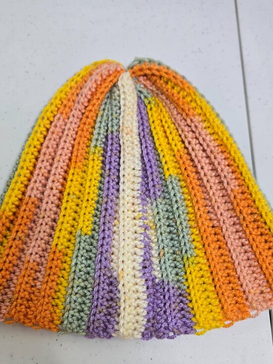 Handmade Crochet Slouchy Beanie, Colorful Patchwork Knit Hat main image 15